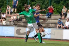 Sparkassenpokal - DJK Ingolstadt - FC Gerolfing - Fabian Kuppe blau DJK Ingolstadt - Stefan Schmid grün Gerolfing - Foto: Jürgen Meyer