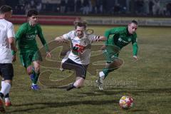 Landesliga - Saison 2024/25 - SV Manching - TSV Wertingen - Kemal Calik (Nr.2 - SV Manching) - Maximilian Beham weiss Wertingen - Dominik Schröder (Nr.14 - SV Manching) - Foto: Meyer Jürgen