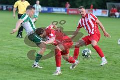 Landesliga - Saison 2025/26 - SV Manching - TSV Dachau  - Sebastian Graßl (Nr.10 - SV Manching) - Ruben Milla Nava rot Dachau - Foto: Meyer Jürgen