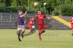 Bayernliga Süd - Saison 2021/2022 - FC Ingolstadt 04 II - Schwaben Augsburg - Brunner Jonas (#3 FCI) - Maximilian Heiß Augsburg links - Foto: Meyer Jürgen