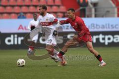 3. Liga - Saison 2025/26 - FC Ingolstadt 04 - VFB Stuttgard II - Marcel Costly (Nr.22 - FCI) - Cdominik Nothnagel (Nr.29 - VFB Stuttgard II) - Foto: Meyer Jürgen