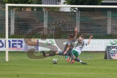 Landesliga - Saison 2025/26 - SV Manching - TSV Jetzendorf - Luca Oehler (Nr.3 - SV Manching) - Hannes Frank grau Jetzendorf - Foto: Meyer Jürgen