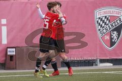 AUDI - Schanzer Amateur Cup 2023 - Finale - TSV Hohenwart - FC Mindelstetten - 5:3 - Der 1:0 Führungstreffer durch Leon Sedlmair rot Hohenwart - jubel -   -  Foto: Meyer Jürgen