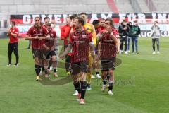 3. Liga - FC Ingolstadt 04 - TSV 1860 München - Spieler bedanken sich bei den Fans die im Stadion sein durften, Jonatan Kotzke (25 FCI) Robin Krauße (23, FCI) Marcel Gaus (19, FCI) Björn Paulsen (4, FCI)