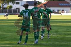 Totopokal- Saison 2023/2024 - SV Manching  - VFB Eichstätt - Der 1:0 Führungstreffer durch Fabian Neumayer (Nr.9 - SV Manching) - jubel - Selim Akdeniz (Nr.14 - SV Manching) - Foto: Meyer Jürgen