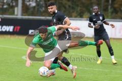 2023_10_21 - Kreisliga - Saison 2023/24 - FC Gerolfing - FC Fatih Ingolstadt - Anastasios Porfyriadis grün Gerolfing - Kerem Arik schwarz Fatih - Foto: Meyer Jürgen