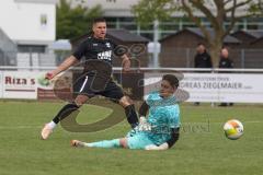 Bezirksliga - Saison 2024/25- TSV Gaimersheim - FC Fatih Ingolstadt - Nico von Swiontek Brzezinski (Nr.17 - TSV Gaimersheim) - Ömer Ilgen Torwart Fatih - Foto: Meyer Jürgen