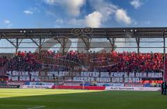 2.BL; FC Ingolstadt 04 - SSV Jahn Regensburg; Fan Fankurve Banner Fahnen Spruchband, Choreographie