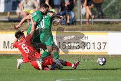 Freundschaftsspiel - Saison 2023/2024 - SV Manching - FC Ingolstadt 04 - Valentin Hoti (Nr.6 - FCI U21) - Sebastian Graßl (Nr.10 - SV Manching) - Marcel Posselt (Nr.19 - SV Manching) -  - Foto: Meyer Jürgen