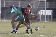 *** A-Junioren Bundesliga  - Saison 2025/26 - FC Ingolstadt 04 - SpVgg Greuther Fürth - Distl Manuel schwarz FCI - Mann Silas grün Fürth  - Foto: Meyer Jürgen