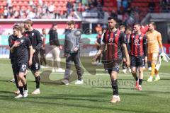 3. Liga; FC Ingolstadt 04 - Arminia Bielefeld; 0:3 Niederlage, hängende Köpfe Lukas Fröde (34, FCI) Moritz Seiffert (23, FCI) Dennis Borkowski (7, FCI) Benjamin Kanuric (8, FCI)