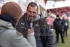 3. Liga; FC Ingolstadt 04 - MSV Duisburg; 15 Jahre Fussballschule Interview Stadionsprecher Italo Mele mit Dirk Behnke