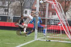 3. Liga - Saison 2023/24 - Testspiel - 1. FC Nürnberg - FC Ingolstadt 04 - Ryan Malone (Nr.16 - FCI) beim Kopfball - Torwart Reichert Jan Nürnberg - XXXXX - Foto: Meyer Jürgen