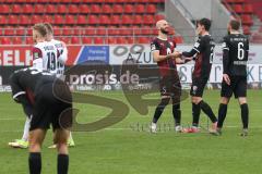 2.BL; FC Ingolstadt 04 - SG Dynamo Dresden; Sieg Jubel Freude nach dem Spiel 3:0, Nico Antonitsch (5, FCI) Thomas Keller (27, FCI) Rico Preißinger (6, FCI)