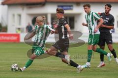 Landesliga - Saison 2025/26 - SV Manching - FC Memmingen II - Nico Daffner (Nr.14 - SV Manching) - Kroh Fabian schwarz Memmingen  - Foto: Meyer Jürgen