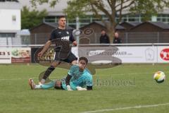 Bezirksliga - Saison 2024/25- TSV Gaimersheim - FC Fatih Ingolstadt - Nico von Swiontek Brzezinski (Nr.17 - TSV Gaimersheim) - Ömer Ilgen Torwart Fatih - Foto: Meyer Jürgen