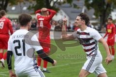 Kreisliga - Saison 2025/26- TSV Kösching - SV Kasing - Der 0:1 Führungstreffer durch Marius Magdic weiss Kasing - jubel  - Foto: Meyer Jürgen