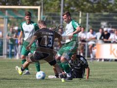 Relegation - Saison 2025/26 - SV Karlskron - FC Geisenfeld - Daniel Meier grün Geisenfeld - Daniel Mayer schwarz Karlskron  - Foto: Meyer Jürgen