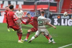 3. Liga; FC Ingolstadt 04 - TSV 1860 München; Zweikampf Kampf um den Ball Gustav Christensen (24, FCI) Yann Sturm (7, FCI) Rittmüller Marvin (29 TSV)