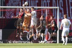 3. Liga - Saison 2024/25 - FC Ingolstadt 04 - SV Wehen Wiesbaden - Torwart Marius  Funk (Nr.1 - FCI) - Mladen Cvjetinovic (Nr.19 - FCI) - Justin Janitzek (Nr.15 - SV Wehen Wiesbaden) - XXXXX - Foto: Meyer Jürgen