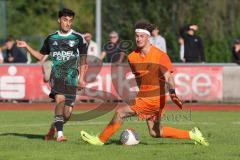 Bezirksliga - Saison 2025/26 - FC Fatih Ingolstadt - TSV Gaimersheim - Eron Dervisi (Nr.27 - TSV Gaimersheim) - Daniel Wolf Torwart Fatih - Foto: Meyer Jürgen