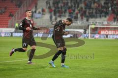 2.BL; FC Ingolstadt 04 - Erzgebirge Aue; Tor Jubel Treffer 1:0 Patrick Schmidt (32, FCI) Thomas Keller (27, FCI)