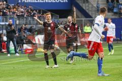 2.BL; Hamburger SV - FC Ingolstadt 04; beschweren sich Christian Gebauer (22, FCI) Maximilian Beister (11, FCI) Cheftrainer André Schubert (FCI)