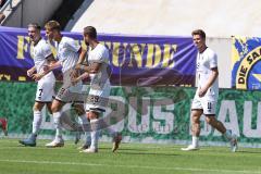 3. Liga; 1. FC Saarbrücken - FC Ingolstadt 04 - Tor Jubel Treffer Sebastian Grönning (11, FCI) David Kopacz (29, FCI) Benjamin Kanuric (8, FCI) Dennis Borkowski (7, FCI)