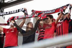 DFB Pokal; FC Ingolstadt 04 - Erzgebirge Aue; Begrenzte Zahl an Fans im Stadion, Schal Spruch Jubel Applaus Gesang