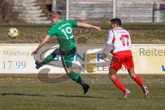 Bezirksliga OBB Nord - SV Manching - FC Schwabing München - Rainer Meisinger (#19 Manching) - - Wächter Simon weiss Schwabing - Foto: Jürgen Meyer