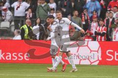 3. Liga; Energie Cottbus - FC Ingolstadt 04; Tor Jubel Treffer Deniz Zeitler (38, FCI) Benjamin Kanuric (8, FCI)