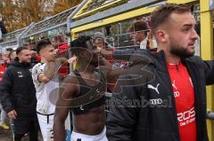 3. Liga; VfB Oldenburg - FC Ingolstadt 04; Sieg Jubel Freude, Spieler bedanken sich bei den Fans, David Kopacz (29, FCI) Hans Nunoo Sarpei (18 FCI) Dominik Franke (3 FCI) Patrick Schmidt (9, FCI)