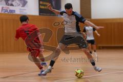 Hallenturnier Gaimersheim - Saison 2025/26 - TSV Baar-Ebenhausen - TSV Ober-u.Unterhaunstadt - Baris Soysal grau Oberhaunstadt - Tim Pfafflinger rot Ebenhausen - Foto: Meyer Jürgen