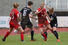 2. Fußball-Liga - Frauen - Saison 2022/2023 - FC Ingolstadt 04 - FFC Turbine Potsdam II - Alina Mailbeck (Nr.8 - FCI Frauen) rechts - Anna Petz (Nr.16 - FCI Frauen) - Radke Laura rot #10 Potsdam - Foto: Meyer Jürgen