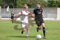 2. Fußball-Liga - Frauen - Saison 2022/2023 - FC Ingolstadt 04 - 1. FC Nürnberg - Brunmeier Livia weiss Nürnberg - Villena Scheffler (Nr.28 - FCI Frauen) -  Foto: Meyer Jürgen