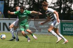 Bezirksliga - Saison 2024/25 - Freundschaftsspiel - FC Gerolfing - SV Kasing - Demirhan Saylan (Nr.2 - FC Gerolfing) - Nikola Kamenjasevic (Nr.7 - SV Kasing) - Bernd Noll (Nr.3 - SV Kasing) rechts - Foto: Meyer Jürgen