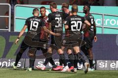 3. Liga; FC Ingolstadt 04 - Hallescher FC; Tor Jubel Treffer Marcel Costly (22, FCI) mit Jannik Mause (7, FCI) Mladen Cvjetinovic (19, FCI) Julian Kügel (31, FCI) Yannick Deichmann (20, FCI) #9#
