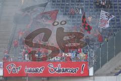 2.BL; Hannover 96 - FC Ingolstadt 04; Fan Fankurve Banner Fahnen Spruchband