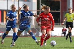 2. Fußball-Liga - Frauen - Saison 2022/2023 - FC Ingolstadt 04 - SC Sand - Ebert Lisa (Nr.10 - FC Ingolstadt 04 ) - Griß Tabea blau SC Sand - Foto: Meyer Jürgen