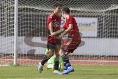 Kreisklasse- Saison 2023/2024 - MTV Ingolstadt - TSV Pförring - Der 1:2 Führungstreffer durch Elias Heiß rot Pförring - jubel - Ivan Covic Torwart MTV - Foto: Meyer Jürgen