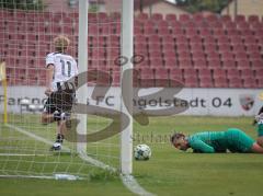 *Bayernliga Nord - Saison 2026/27 - FC Ingolstadt 04 II - FSV Stadeln - Patrick Bachmann (Nr.11 - FCI II) schiesst ein Tor - jubel - Tugay Akbakla TW Stadeln - Foto: Meyer Jürgen