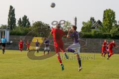 Bayernliga Süd - Saison 2021/2022 - FC Ingolstadt 04 II - Schwaben Augsburg - Rausch Thomas (#18 FCI) und Dennis Ruisinger Augsburg beim Zweikampf in der Luft und verletzen sich - Foto: Meyer Jürgen