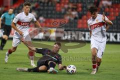 3. Liga - Saison 2025/26 - VFB Stuttgart II - FC Ingolstadt 04  - Carlsen Frederic Bennedsgaard (Nr.8 - FC Ingolstadt 04) - Leny Meyer (Nr.16 - VFB Stuttgart II) - Foto: Meyer Jürgen