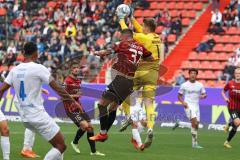 3.Liga - Saison 2022/2023 - FC Ingolstadt 04 -  SV Meppen - Pascal Testroet (Nr.37 - FCI) - Torwart Mathias Harsman (Nr.1 - SV Meppen) - Foto: Meyer Jürgen