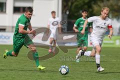 Bezirksliga - Saison 2024/25 - FC Gerolfing - SV Waldeck-München - Leo Zänger (Nr.11 - FC Gerolfing) - Lukas Obergrußberger weiss Waldeck rechts - Foto: Meyer Jürgen