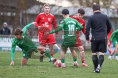 A-Klasse -  Saison 2025/26- TSV Baar/Ebenhausen - SV Manching II - Tim Pfafflinger rot Ebenhausen - Jordi Muntada Knapp grün Manching  - Muhammed Tokmak #10 grün Manching - Foto: Meyer Jürgen