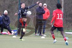 Bezirksliga - 2022/2023 - FC Fatih Ingolstadt - SpVgg Feldmoching - Peter Veit schwarz Fatih - Michael Appiah rot Feldmoching - Foto: Meyer Jürgen