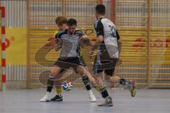 Lotto Bayern Hallencup - Saison 2024/25 - FC Hitzhofen/Oberzell - TSV Ober./Unterhaunstadt- Maximilian Eichlinger gelb Hitzhofen  - Nikola Kamenjasevic grau Ober/Unterhaunstadt  - Foto: Meyer Jürgen