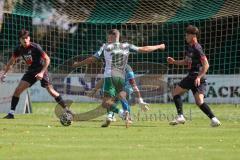 Landesliga - Saison 2025/26 - SV Manching - FC Sonthofen - Sebastian Graßl (Nr.10 - SV Manching) - Zettler Marco Torwart Sonthofen - Foto: Meyer Jürgen