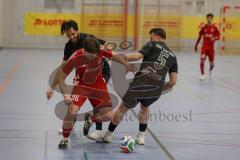 Lotto Bayern Hallencup - Finale - Lindenkreuzhalle Saison 2024/25 - FC Türk Sport Garching - Türk SV Ingolstadt - Dardan Berisha schwarz Türk Sport Garching - Abdulhamit Zorlu schwarz Türk Sport Garching - Anil Kayrancioglu rot Türk Ing. -  - Foto: Meyer 